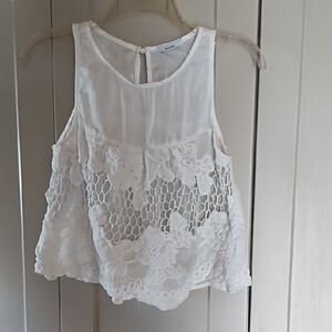 Acemi White Lace Sleeveless Blouse